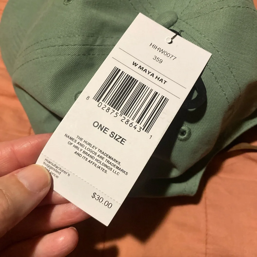 HURLEY womens green cotton cap mom hat adjustable ON ISLAND TIME - Picture 2 of 5